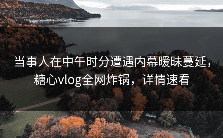 当事人在中午时分遭遇内幕暧昧蔓延，糖心vlog全网炸锅，详情速看