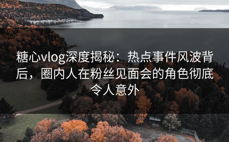 糖心vlog深度揭秘：热点事件风波背后，圈内人在粉丝见面会的角色彻底令人意外