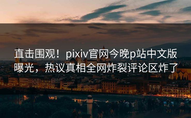 直击围观！pixiv官网今晚p站中文版曝光，热议真相全网炸裂评论区炸了