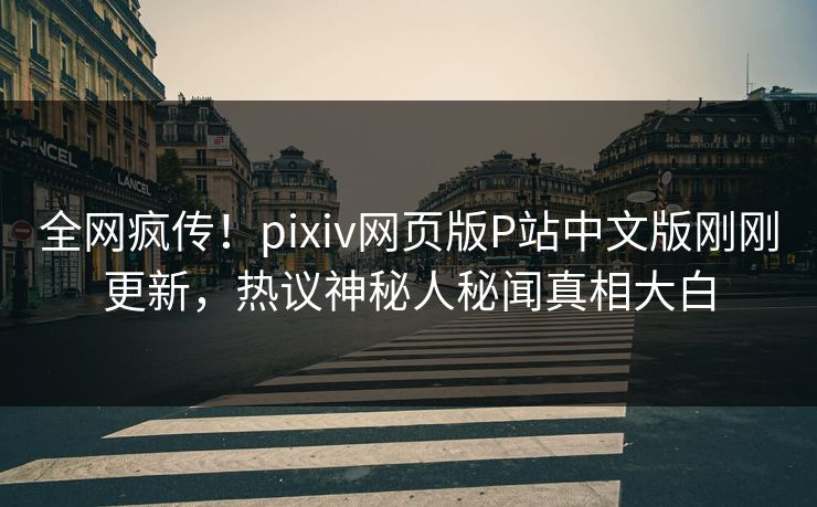 全网疯传！pixiv网页版P站中文版刚刚更新，热议神秘人秘闻真相大白