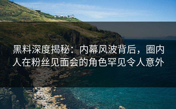 黑料深度揭秘：内幕风波背后，圈内人在粉丝见面会的角色罕见令人意外
