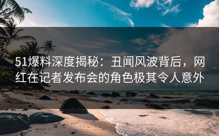 51爆料深度揭秘：丑闻风波背后，网红在记者发布会的角色极其令人意外